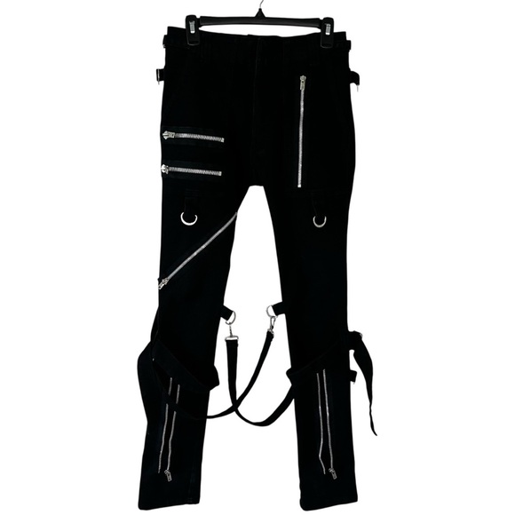 Tripp NYC Black Bondage Pants Unisex Punk Goth Grunge Rockstar Sleaze Size 28 - Picture 3 of 16